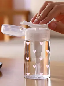 Heart-Shaped Butterfly Knot Transparent Press-On Nail Bottle, Alcohol Remover Cleaner Storage Container, Reusable Large Capacity Travel Pump, Portable Bottle