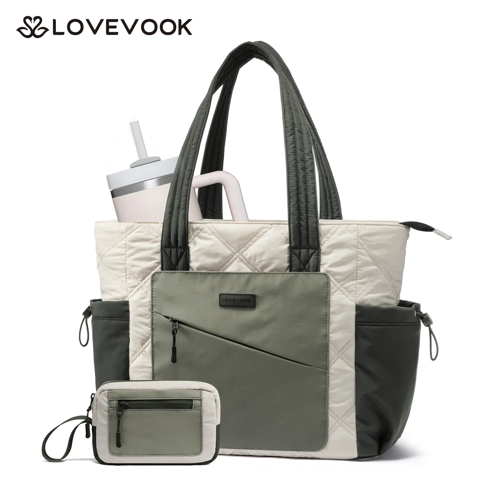 LOVEVOOK Tote Bag for Women, puffer tote bag for Work Travel Nurse, Lightweight quilted Bags with Compartments DealsForYouDays