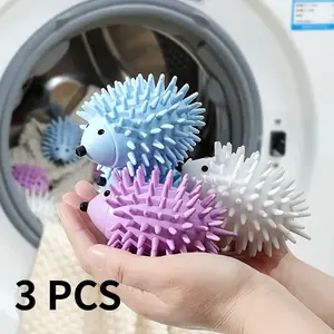 3-Pack Reusable Hedgehog Laundry Balls – Cute, Anti-Tangling, & Wrinkle-Reducing Plastic Helpers for Washers & Dryers | Softens & Cleans Clothing | Laundry Accessories | Fun Design, Durable Plastic, Textured Surface | Anti-Tangle | Random Colors