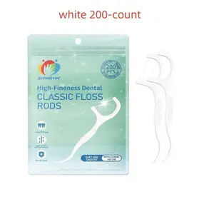 Mint Flavor Dental Floss Bag, 200 Pieces High-Tension Round Thread, Ultra-Fine Disposable Floss Sticks, Portable Design for Travel