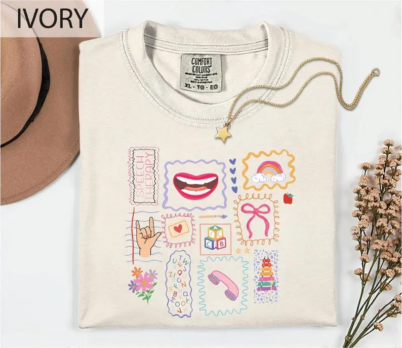 Comfort Colors Speech Therapy T-Shirt, Speech Language Pathologist Shirt, SLP Top, Spring Floral Speech Graduation Gift, Appreciation Gifts