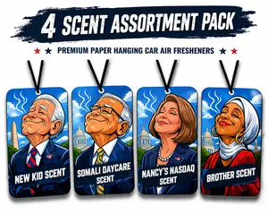 Biden, Pelosi, Walz & Omar 4-Pack Car Air Freshener Bundle - Funny Political Gag Gift