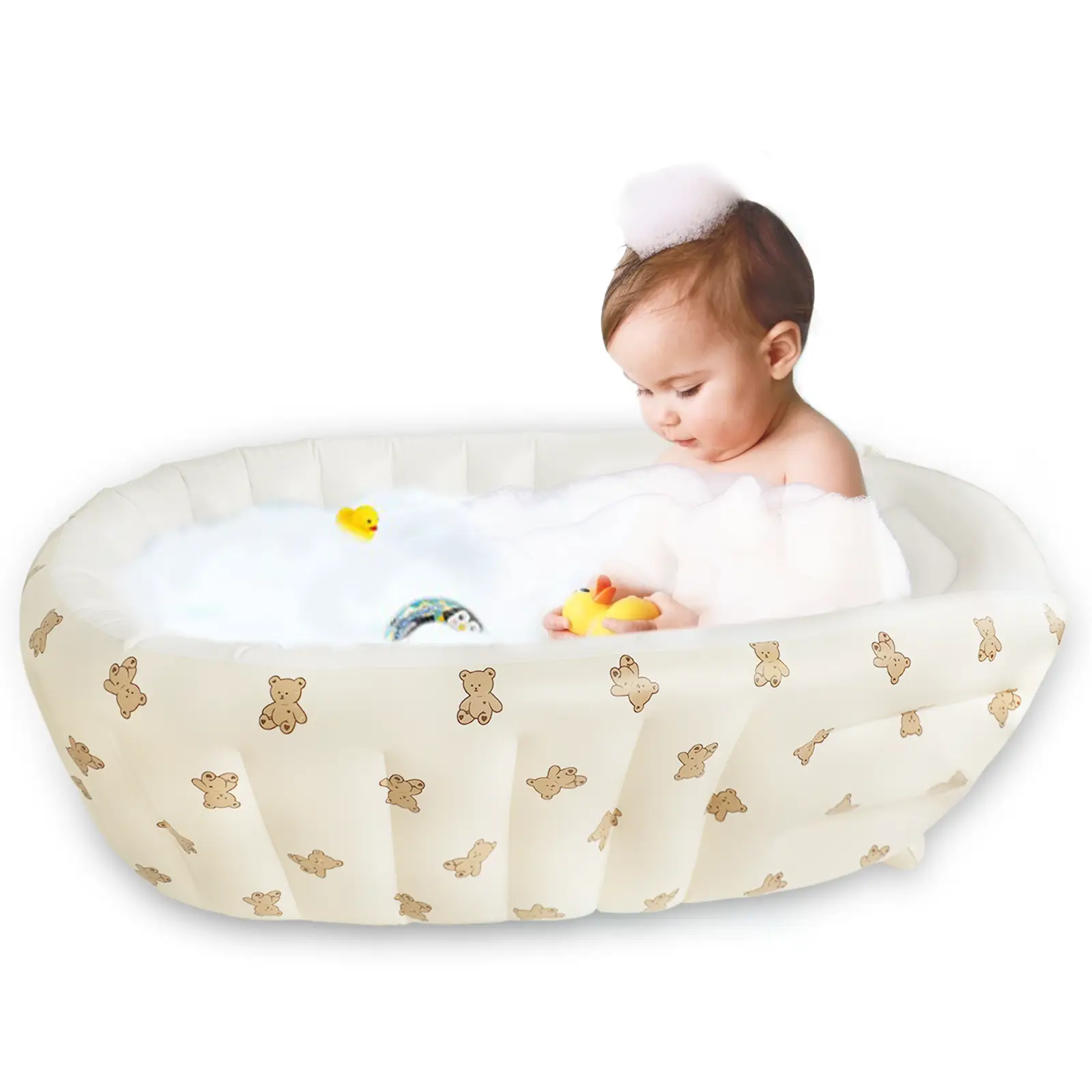 Inflatable Baby Bath Tub Portable Foldable Travel Mini Pool, Non-Slip Baby Pool for Sitting Up, Newborn Baby Bathtub&air Pump Accessories.
