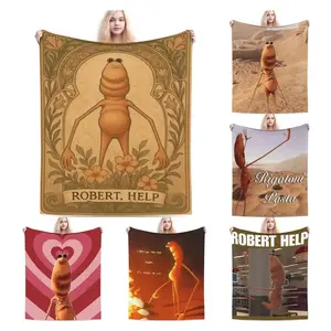 Marcus The Worm Meme Blanket Fleece Decoration Robert Help Me Breathable Lightweight Thin Throw Blankets for Sofa Bedspread