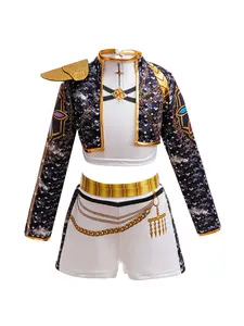 Dance Idol Girls' Long Sleeve Short Pants Costume Set, Cool Role Play Cosplay for Book Festival Carnival Gifts, Trendy Kids Clothing All Seasons