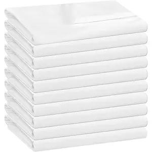 10 Pack White Flat Sheets Bulk Only  Size,Soft Microfiber Bedding Sheet for  Salons HotelsGuests and Vacation Rentals, Wrinkle Free, Hotel Airb&bs Essentials for Hosts, 66"x96"