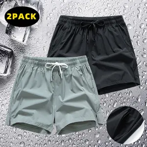 Pack of 1–2 men’s summer stretch running shorts with waterproof zippered pockets—an essential for summer. Lightweight athletic casual shorts suitable for running, sports, everyday wear, beach, fitness, and outdoor activities; versatile all‑purpose wear.,