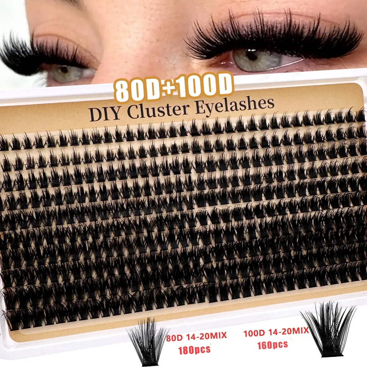 340pcs/250pcs False Eyelash Set, Mixed Lengths 14-20mm, D Curl, Fluffy Style, DIY Makeup, Role Play, Home Use, Natural Look