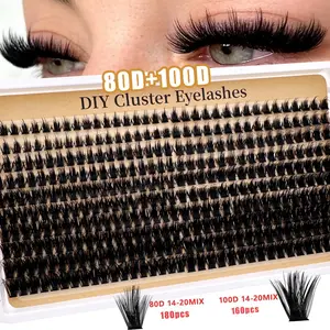 340pcs/250pcs False Eyelash Set, Mixed Lengths 14-20mm, D Curl, Fluffy Style, DIY Makeup, Role Play, Home Use, Natural Look