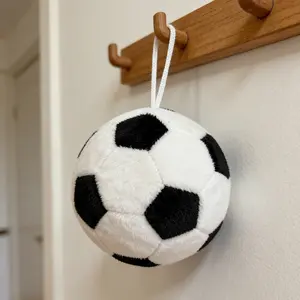 2026 Soccer Season 8cm/3.15 Inch Mini Soccer Ball Plush Collectible Ornament, Soft Football Hanging Charm, Backpack Car Decor, Gift for Sports Fans Soccer Lovers