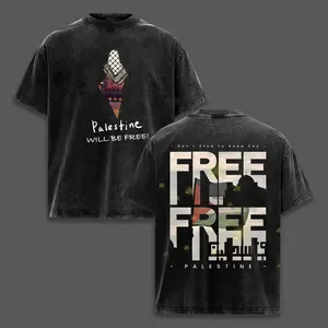 Freedom Palestine Retro Aesthetic Washed Oversize Streetwear Tee - Double-Sided Print [Limited Drop]