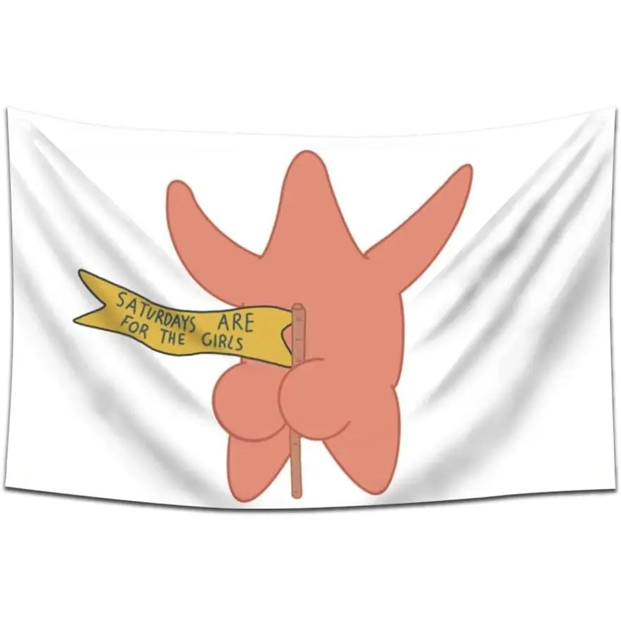 Patrick Star Ass Saturdays are for The Girls Flag Banner 40x60 inch College Dorm Room Man Cave Frat Wall Outdoor Decor Flag With 4 Brass Grommets Room Decor,Outdoor,Gift