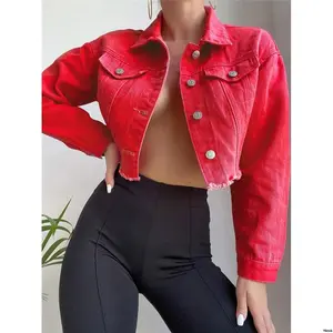 tiktokFrenchyDropShoulderRawHemCropDenimJacket