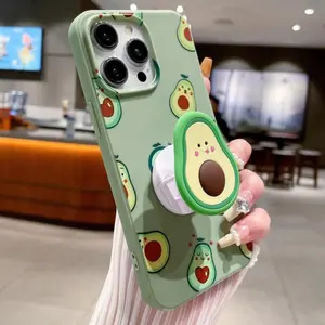 Summer Avocado Pattern Phone Case With Stand Compatible With IPhone Cellphone Smartphone Cover Protection Devices