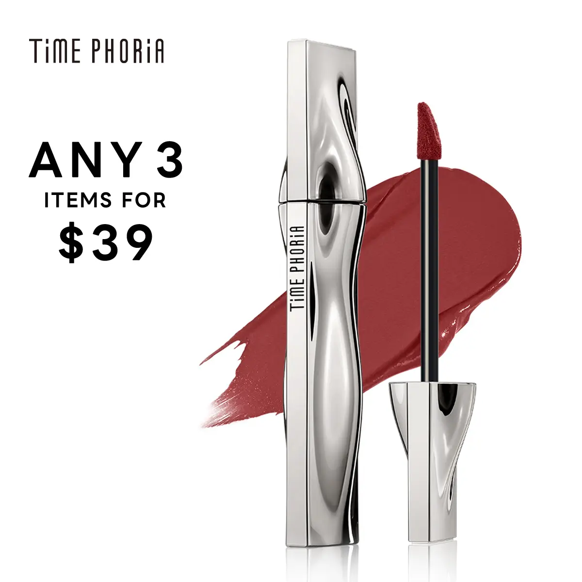 [Any 3 items]TIMEPHORIA Creator Exclusive Eternal Lip Matte Liquid Lipstick - 04 Charm, 4ML Compact, Kiss-proof, Waterproof, Transfer-proof, Flawless High Coverage, Hydrating, Blendable Makeup Products, Back to School Single Item Cosmetic,familyfun