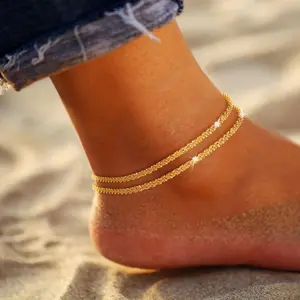 FREEKISS Ankle Bracelets For Women Glitter Waterproof Adjustable Anklet For Women Layered Anklets Summer Beach Anklet For Women Gift For Christmas Fashionable Accessory Jewelry