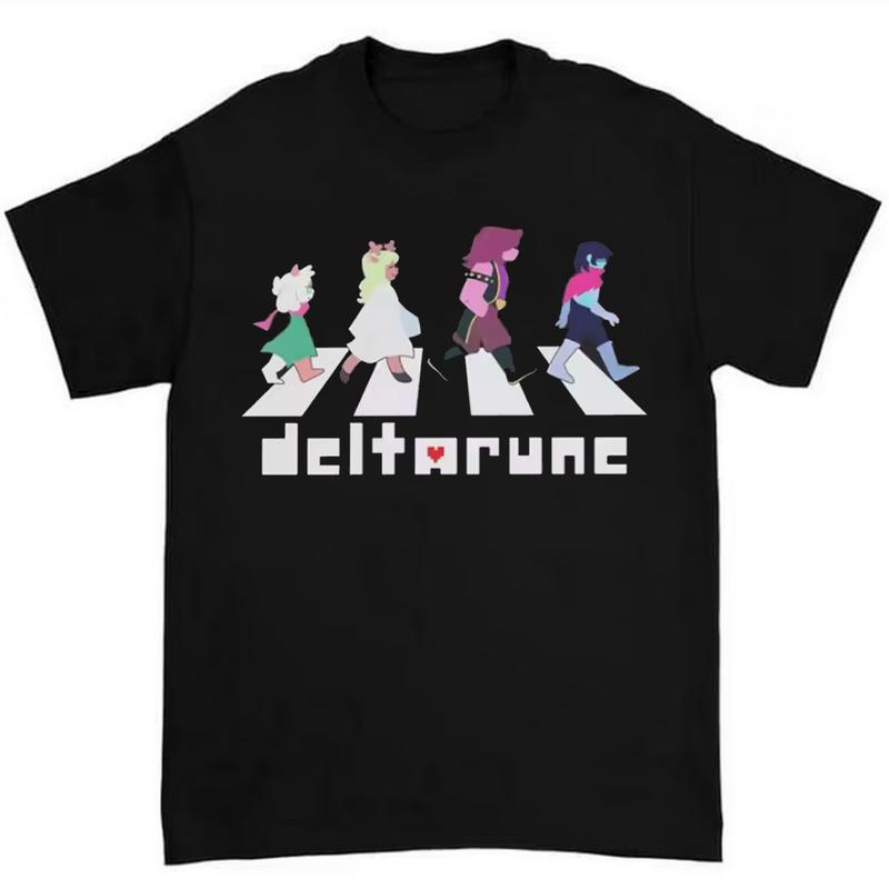 Retro Deltarune Abbey Road T-Shirt Featuring Ralsei Noelle Susie and Kris Artwork