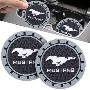 2pcs Car Cup Holder Coaster with LOGO Compatible with Ford Mustang,2 Counts Anti-slip Car CupHolder Pad, Carinterior Decoration Car Accessories for Men and Women anti-slip car