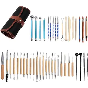 43 Pcs Pottery & Clay Sculpting Tools,Double Sided Ceramic Clay Carving Tool Set with Carrying Case Bag,Pottery Modeling Smoothing,Christmas Party Gifts,Hand Tools Kits
