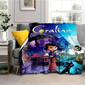 Coraline Blanket Animated Movie Flannel Blanket Suitable For Sofa Beds Living Rooms Suitable For Children And Adults Birthday Gifts Home Decoration