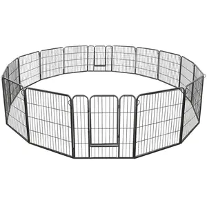 SUPERDEAL 32" Height Metal Dog Playpen 16 Panels for Large/Medium/Small Dogs Portable Pet Puppy Playpen Indoor/Outdoor