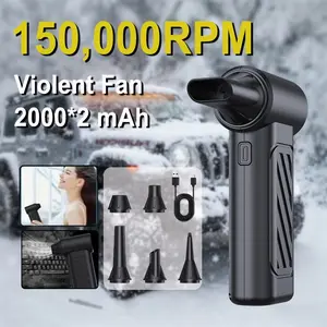 Compressed Air Dust Blower, Cordless Electric Blow Dryer, Brushless Motor, Three Speed Settings, Rechargeable, Ideal for Keyboard, Computer, Car, Outdoor