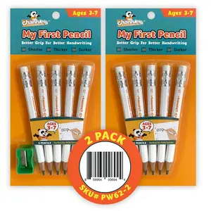 My First Pencil- 2 Pack-White-Easy to Hold-With Sharpener