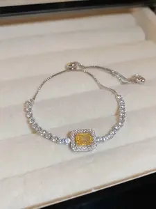 Adjustable Zircon Square Bracelet for Women, Fashion Versatile Stacking Bangle,   Perfect for Valentine's Day，Music festivals, themed parties, event support, graduation activities，Match Day Style