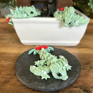 Mistletoe Baby Dragon (3D Printed, Articulating, Decor)