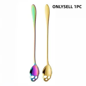 Halloween Spoon, Stainless Steel Skull Head Spoon with Hole, Multifunctional Kitchen Spoon, Halloween Decorative Spoon, Kitchen Utensils