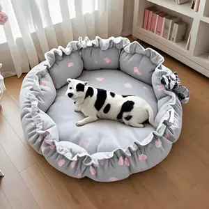 Reversible Round Pet Bed for Puppy and Kitten, Washable  Cat Beds, Versatile Dual-Use Design, Machine Washable Pet Bed Pet House