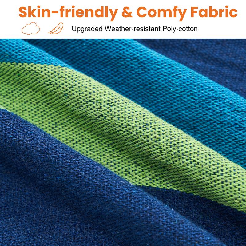 Double Hammock With Carry Bag, With Space-Saving Stand, Heavy-Duty Steel Frame, 450 Lb. Load Capacity, Easy To Assemble, For Patio, Park, Outdoors