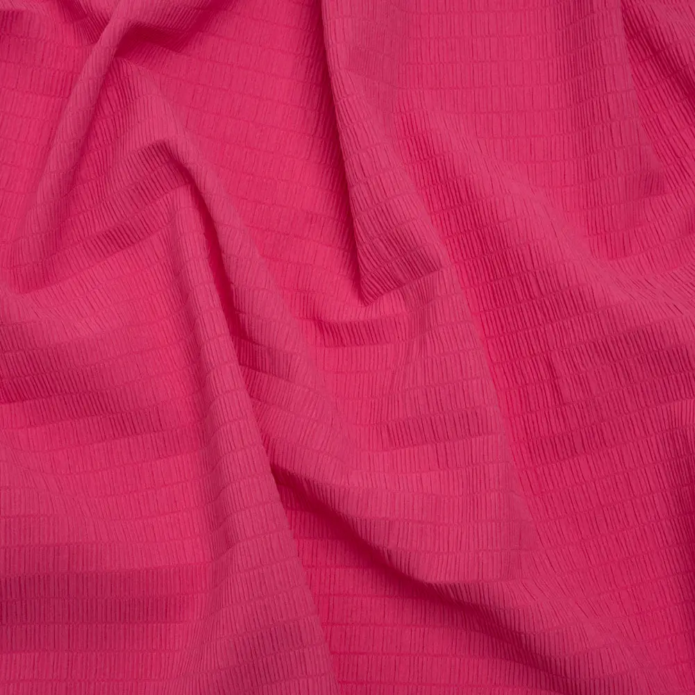 Stretch Nylon Seersucker - Hibiscus Pink - Designer Deadstock