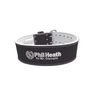 212 MAIN Schiek Phil Heath Double Prong Competition Power Belt - Heavy Duty Genuine Suede Weightlifting Aid, Custom Logo, Medium Size for Power Lifting, Weight Training