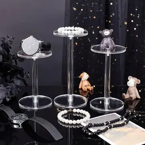 3pcs Transparent Acrylic Display Stands, Round Base Jewelry Watch Holder, Watch Bracelet, Clear Plastic Showcase Racks, Ideal for Home Decor & Gifts