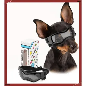 PETLESO Dog Goggles Small Breed, Dog Sunglasses UV Protection Puppy Eyewear for Small Pet Outdoor Riding Driving, Black S (Costume Sets)