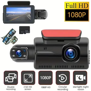 2.5 Inch IPS Screen 1080P Dual Camera Dash Cam - Capture Videos with IR Night Vision, Loop Recording, Wide Angle Lens