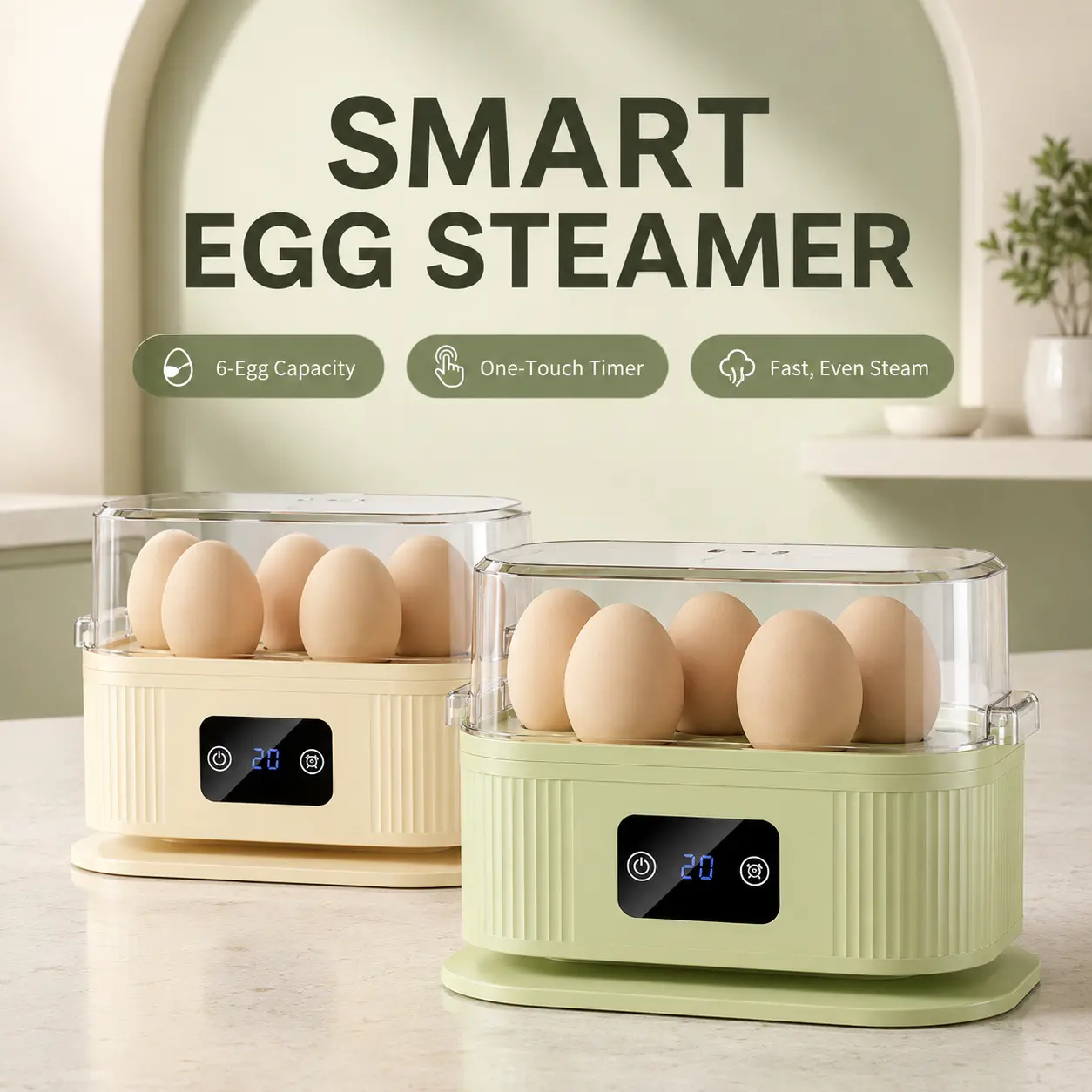 Electric Quick Egg Cooker - 6-Egg Capacity, Soft/Medium/Hard-Boiled Settings, Auto Shut-Off, BPA-Free Stainless Steel Adjustable Home Supply, TikTok Top Seller Gift Idea for Adults, Boo Basket Souvenir