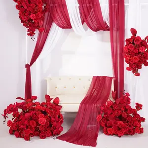 S-A875203 2pcs/set Red Floor Flower Row Decoration Wedding Event Props
