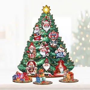 Designocracy 8091509 12.5 in. Christmas Thematic Christmas Tree Tabletop Decor Set