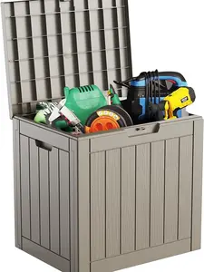 Third choice Waterproof Outdoor Storage Box, UV Resistant Resin Deck Box with Hydraulic Rod for Reinforced Stability, Perfect for Patio, Garden, and Pool, Light Brown
