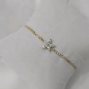 Elegant Thin Gold Bracelet with a Floral Charm - Adjustable from 5.5 to 7 Inches with a Delicate Flower Accent