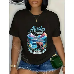 100% Cotton Funny Matching Family Friends and Group Alaska Cruise 2026 T-Shirt