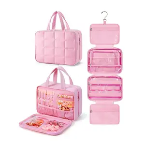 Travel Toiletry Bag Set, 1 Count Large Capacity Hanging Toiletry Bag with Jewelry Storage Bag & Makeup Bag, Travel Storage Bag for Women & Girls, Toiletries Travel Bag