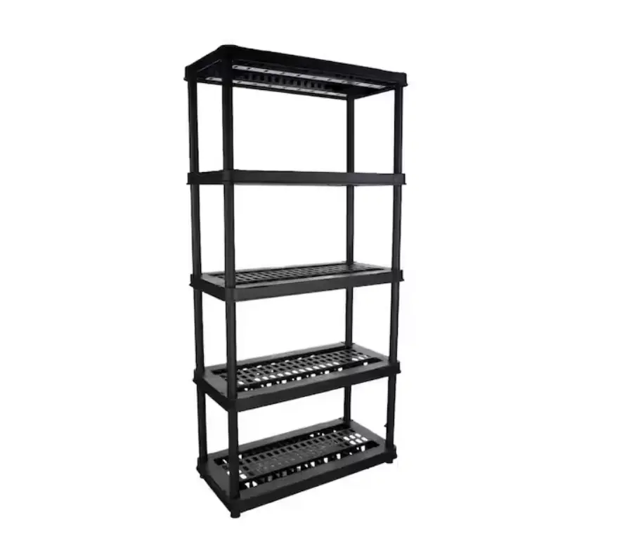 Black 5-Tier Plastic Garage Shelving Unit - 36 in W x 73.5 in H x 18 in D, Home Organizer Storage Rack for Garage Organization