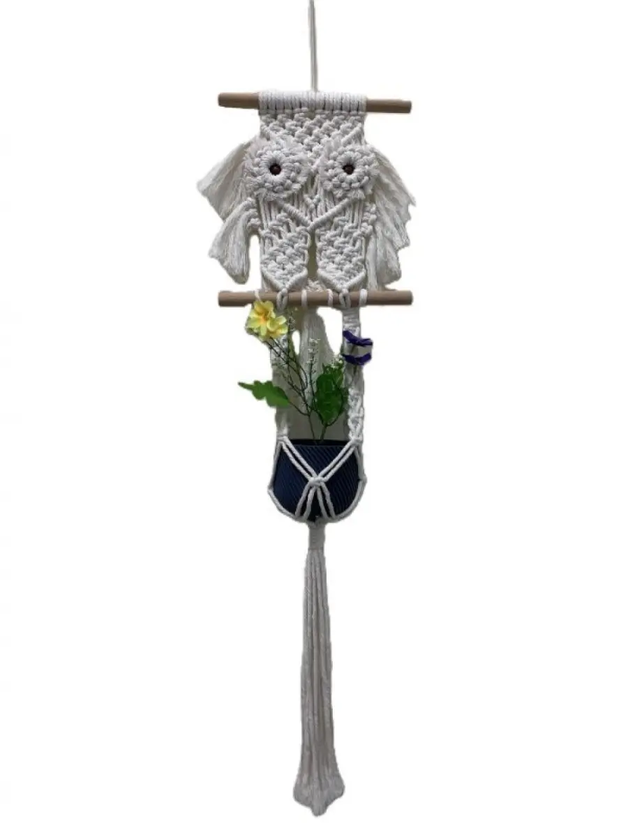 MDR Trading Inc. SC-106.57.449 Owl On A Perch Hanging Macrame Planter
