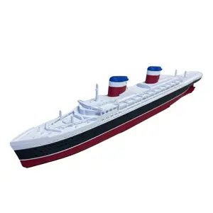 SS United States  12” Boat Display Model - Historically Accurate Ocean Liner with Red Bottom and Black Top Design