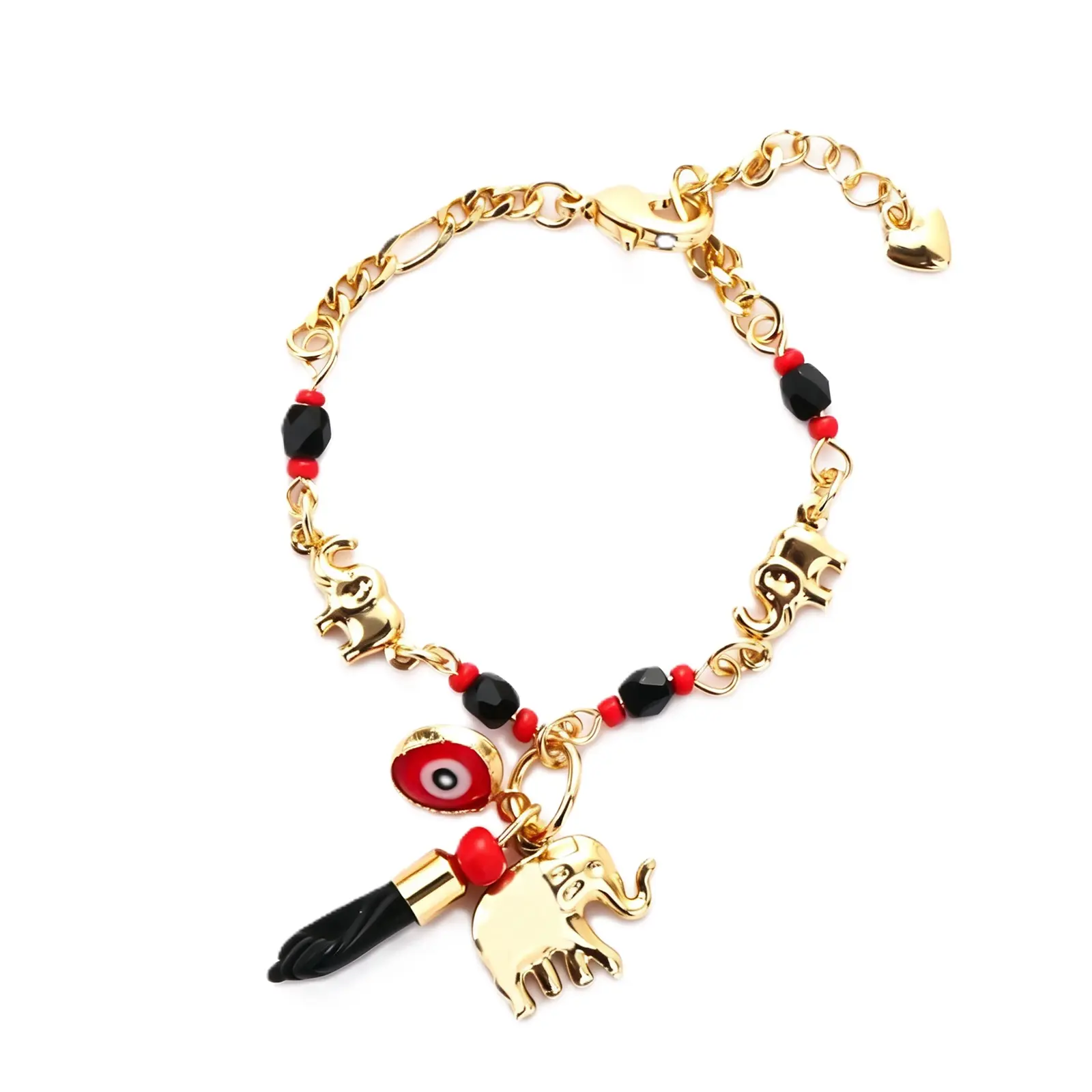 Trendytry 14K Gold-Plated Elephant Evil Eye Baby Amulet Bracelet, 15cm Exquisite Children's Costume Jewelry, Packaged in a Gift Box