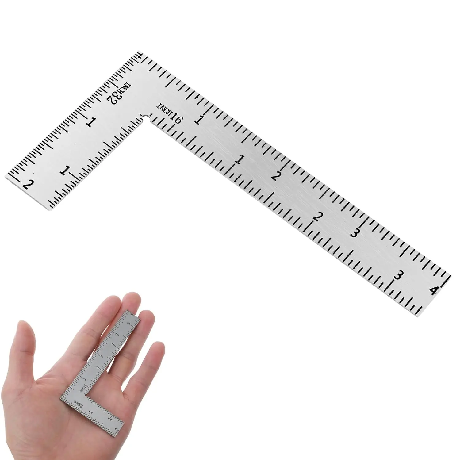 Right Angle Ruler, 1 count Small Stainless Steel Small L Shaped Ruler, Right Angle Ruler for Engineer, Carpenter (2x4 Inch)