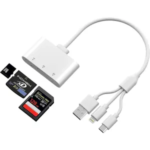i-Phone SD Card Reader, Camera Adapter to  with L- ightning/USB-C/USB-A, 3-in-1 SD/TF/XD Card Adapter for Phone 16/15/14/13, iPad, PC, Photo Transfer from  Support Plug and Play